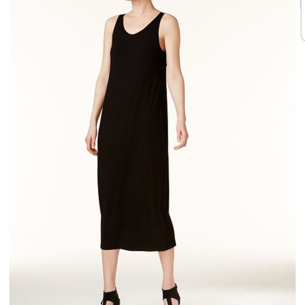 Eileen Fisher stretch jersey scoop neck midi dress